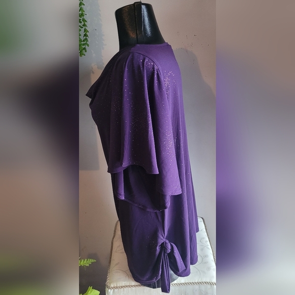 Reitmans Purple Shimmer Short Flutter Sleeve Drape Neck Top 2X - Picture 5 of 7